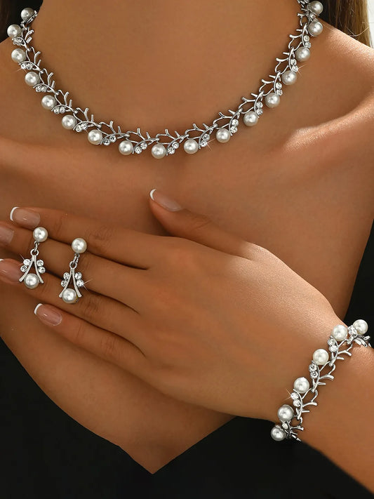 Whispering Blooms Pearl Necklace Set