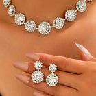 Floral Crystal Necklace and Earrings