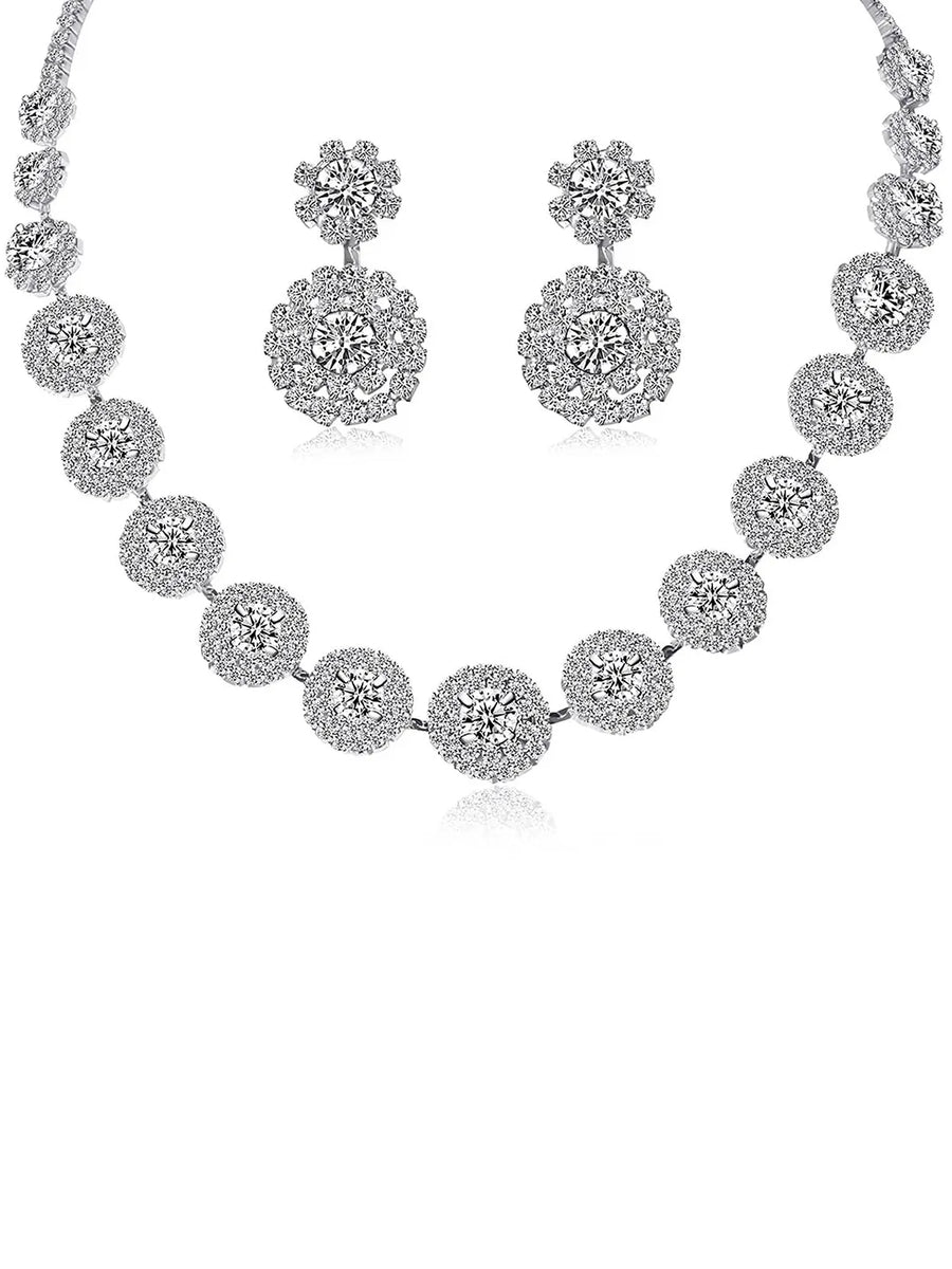 Floral Crystal Necklace and Earrings