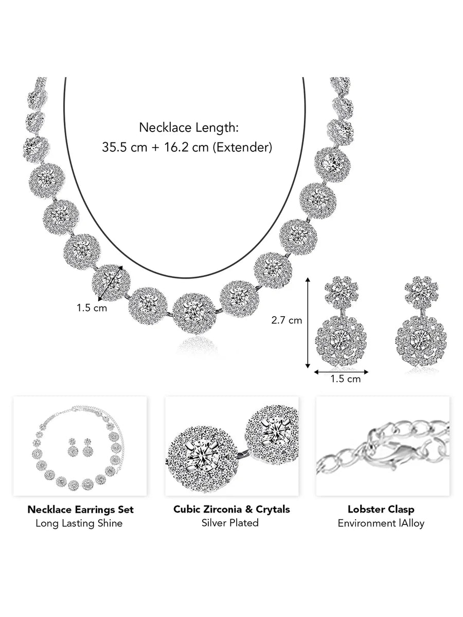 Floral Crystal Necklace and Earrings