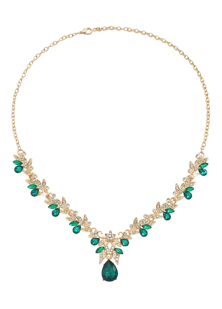 Peora Nature Leaf Shape Emerald Dangle Earrings