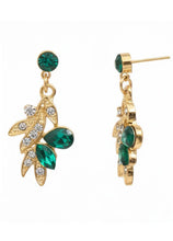Peora Nature Leaf Shape Emerald Dangle Earrings
