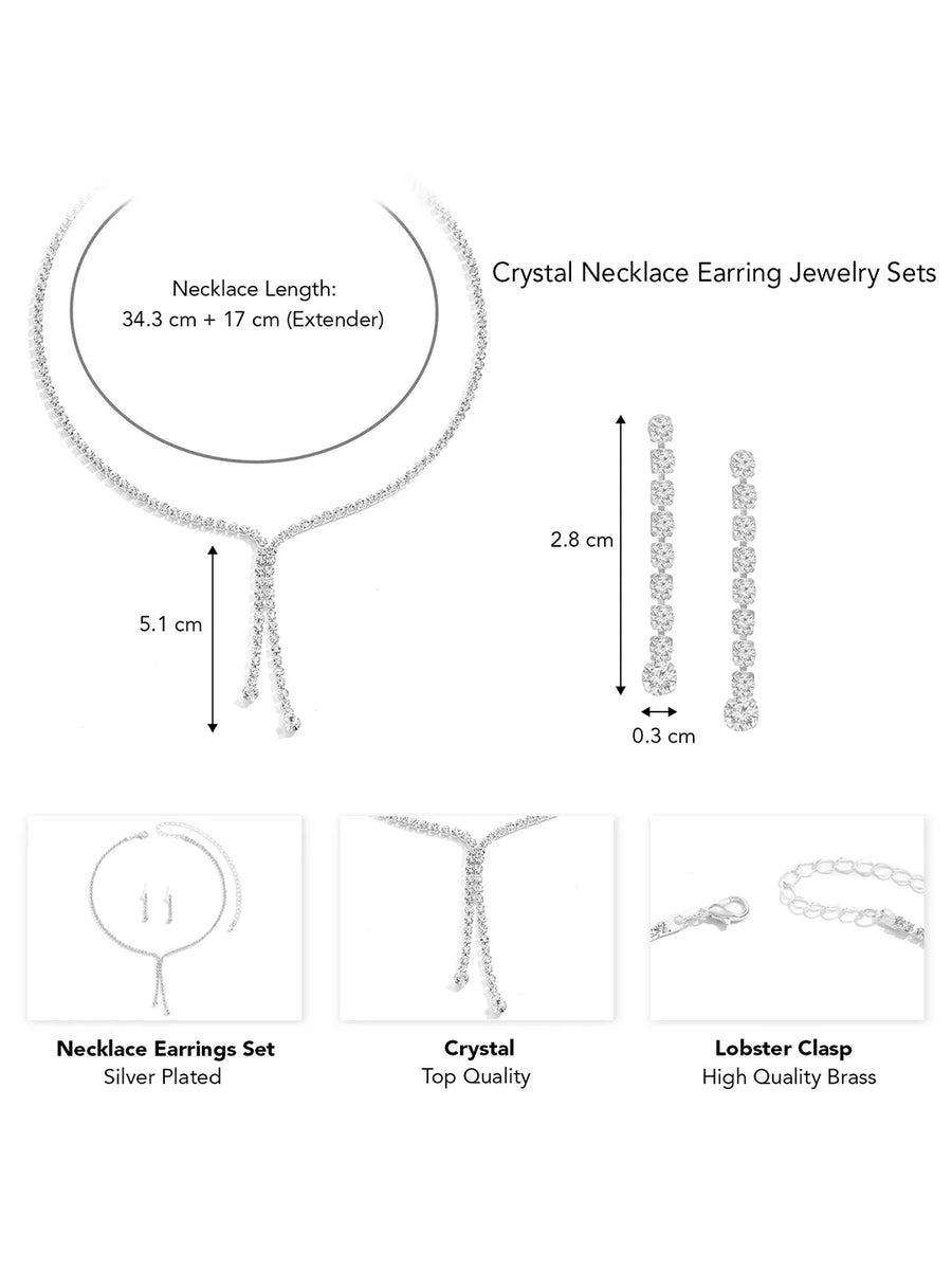 Chic Crystal Tassel Necklace Earrings Set