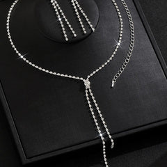 Chic Crystal Cascade Necklace Set