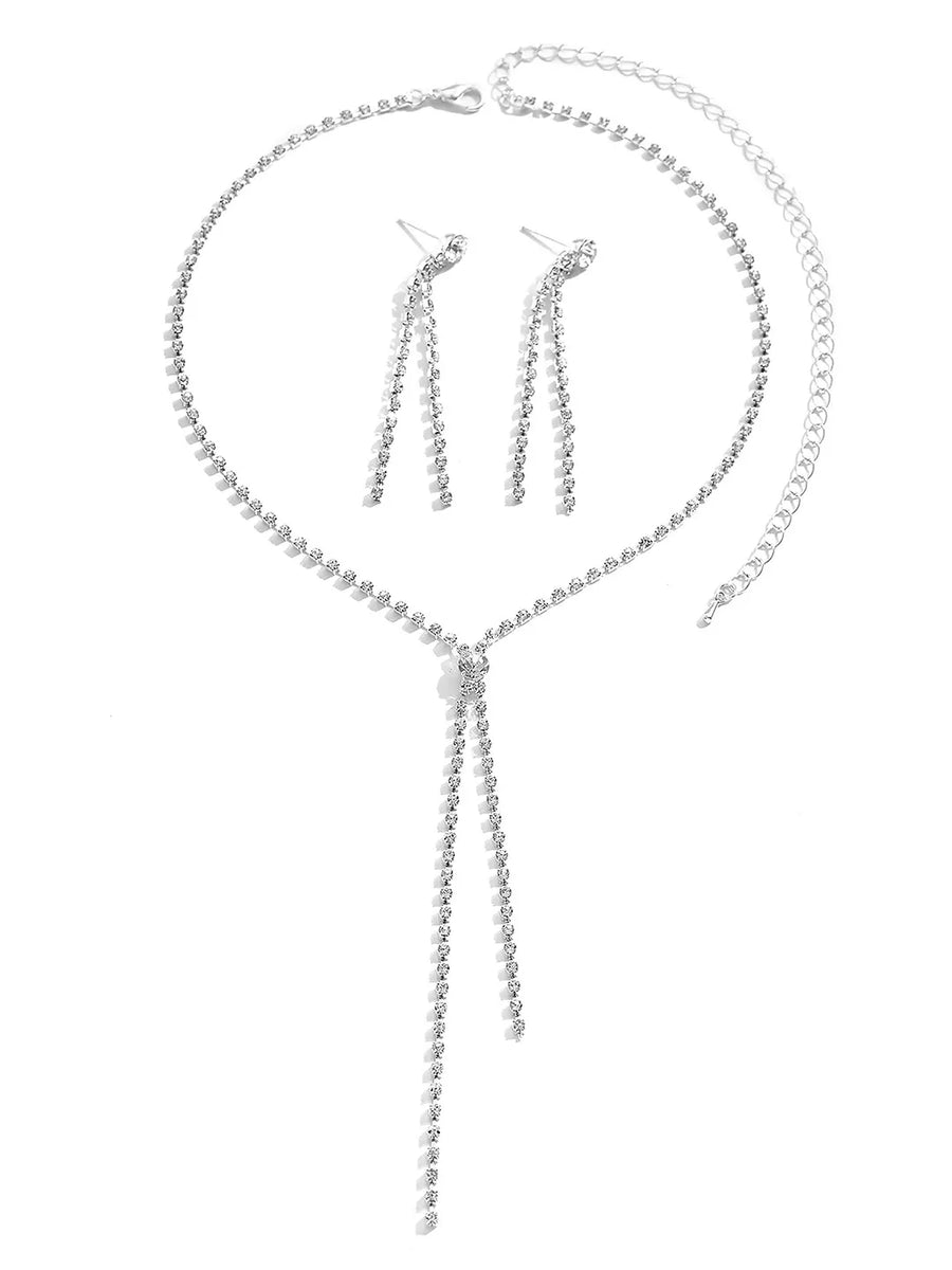 Chic Crystal Cascade Necklace Set