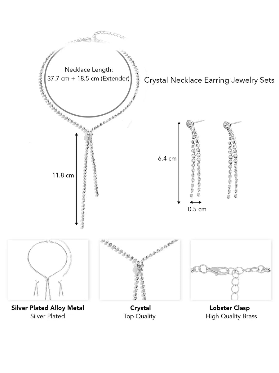 Chic Crystal Cascade Necklace Set