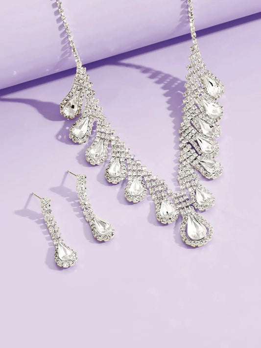 CZ Grace Teardrop Necklace Set