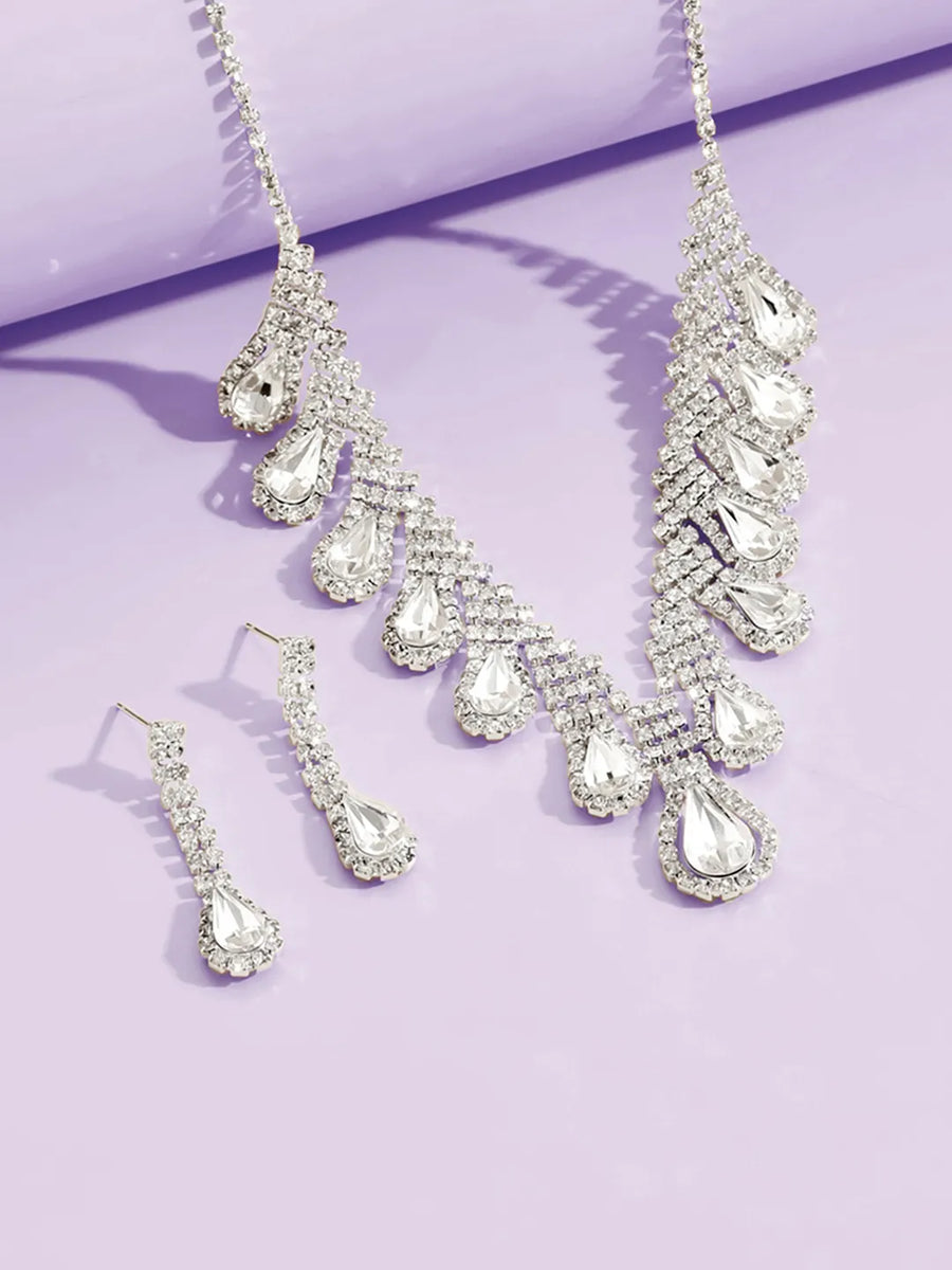 CZ Grace Teardrop Necklace Set