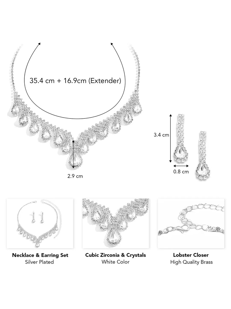 CZ Grace Teardrop Necklace Set