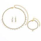 Gilded Crystal CZ Necklace Bracelet Set