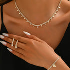 Gilded Crystal CZ Necklace Bracelet Set