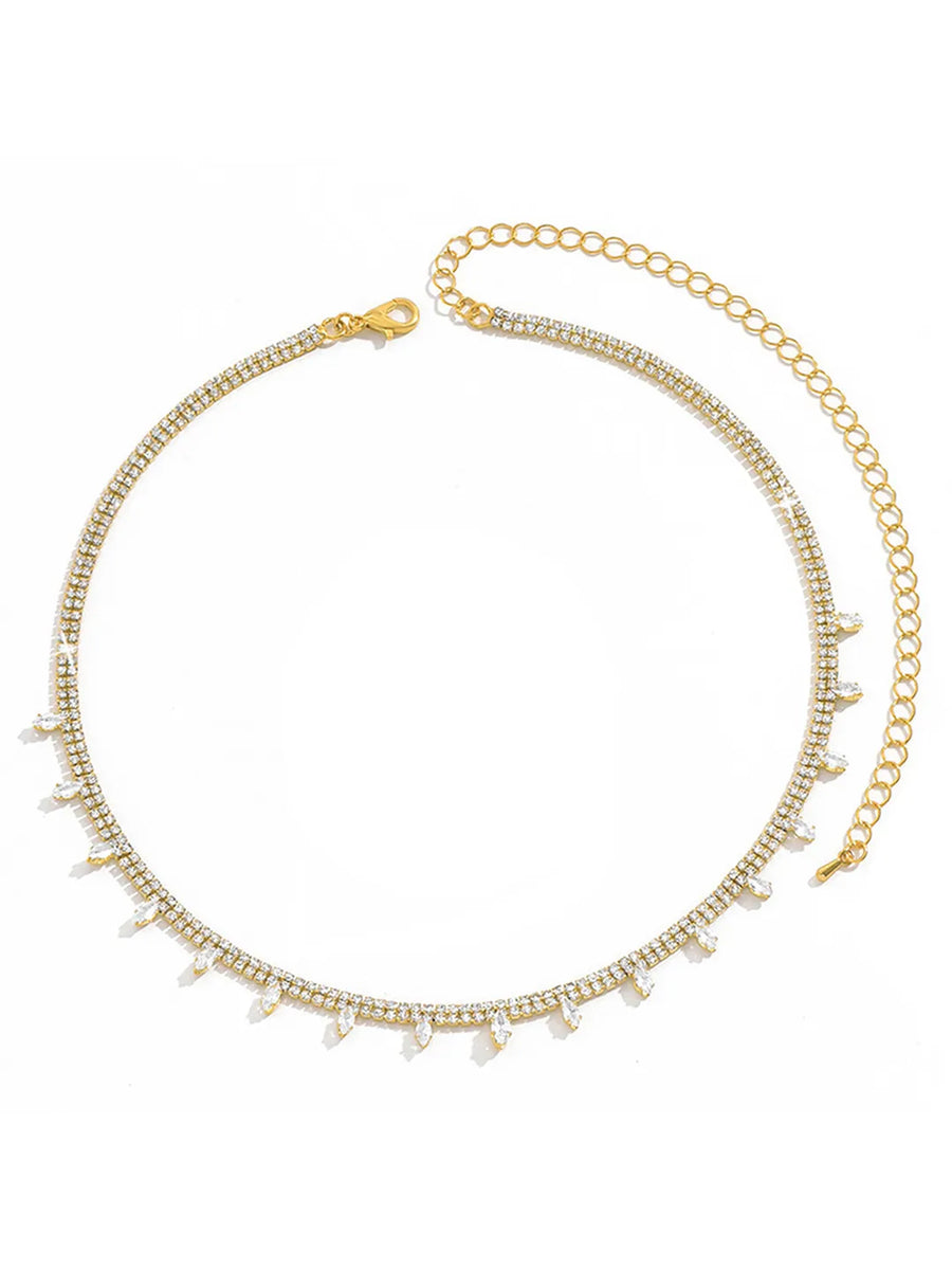 Gilded Crystal CZ Necklace Bracelet Set