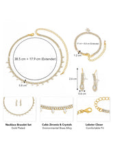 Gilded Crystal CZ Necklace Bracelet Set