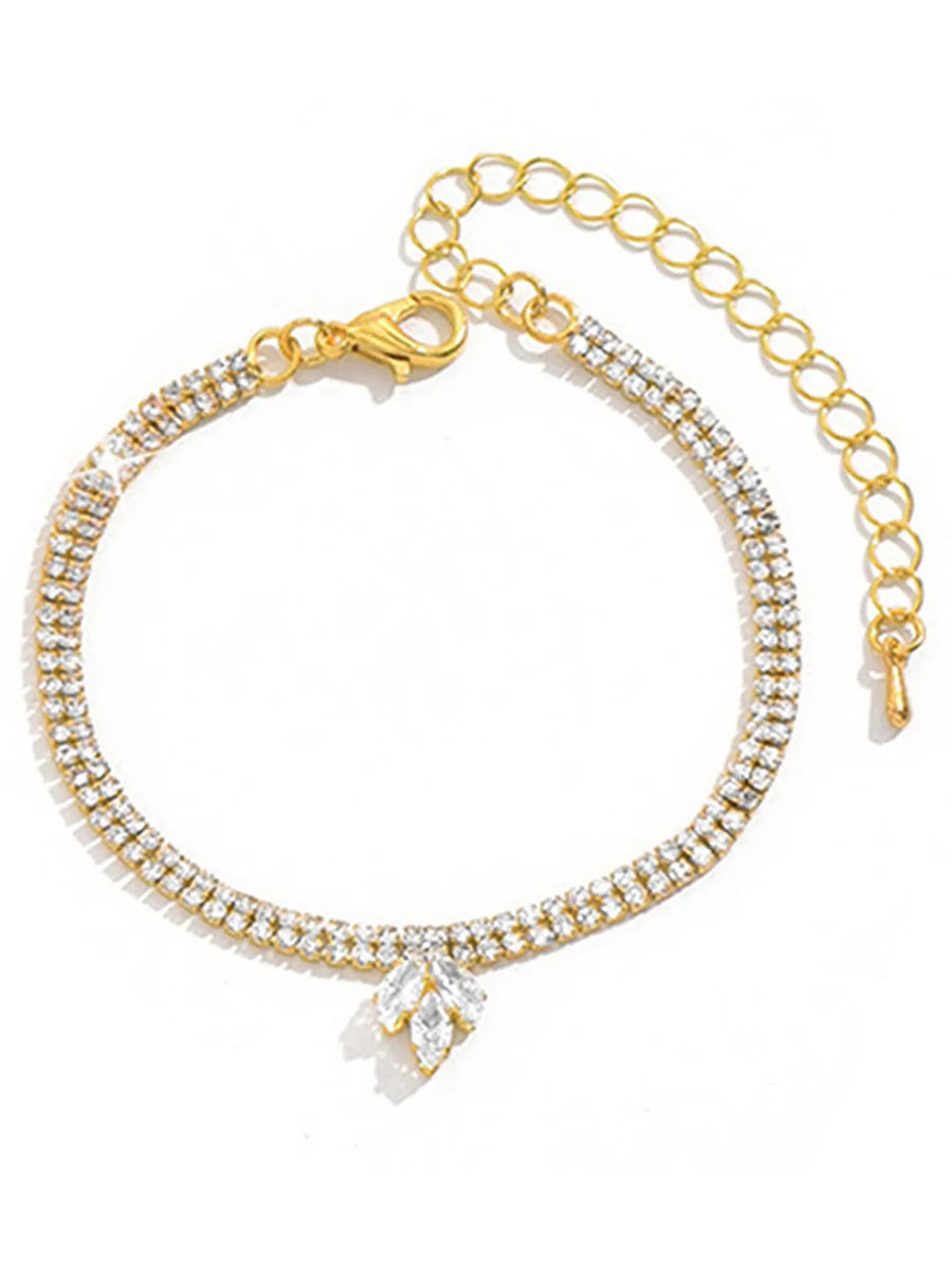 Gilded Crystal CZ Necklace Bracelet Set