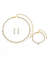 Gilded Crystal CZ Necklace Bracelet Set