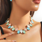 Shimmering Oval Crystal Necklace Set