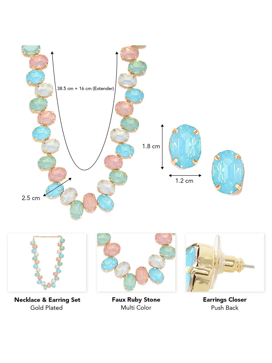 Shimmering Oval Crystal Necklace Set