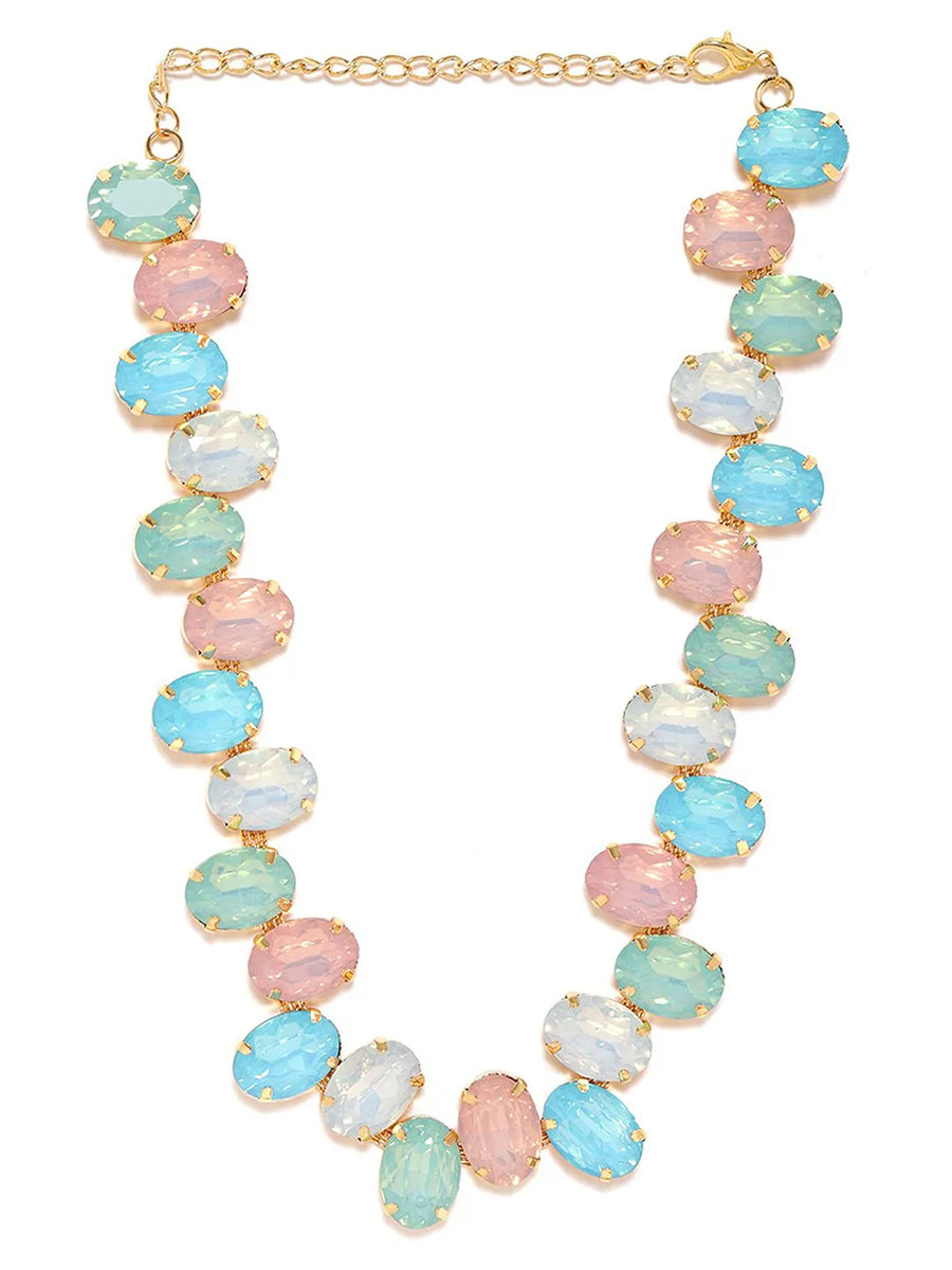 Shimmering Oval Crystal Necklace Set