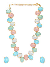 Shimmering Oval Crystal Necklace Set