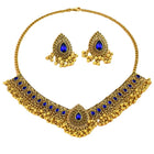 Traditional Crystal Studded Choker Set - Blue