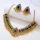 Traditional Crystal Studded Choker Set - Black