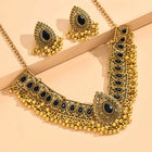 Traditional Crystal Studded Choker Set - Black