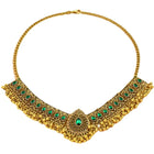 Traditional Crystal Studded Choker Set - Green