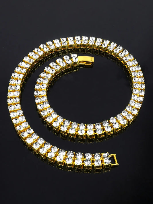 Shimmering Crystals Studded Necklace - Gold