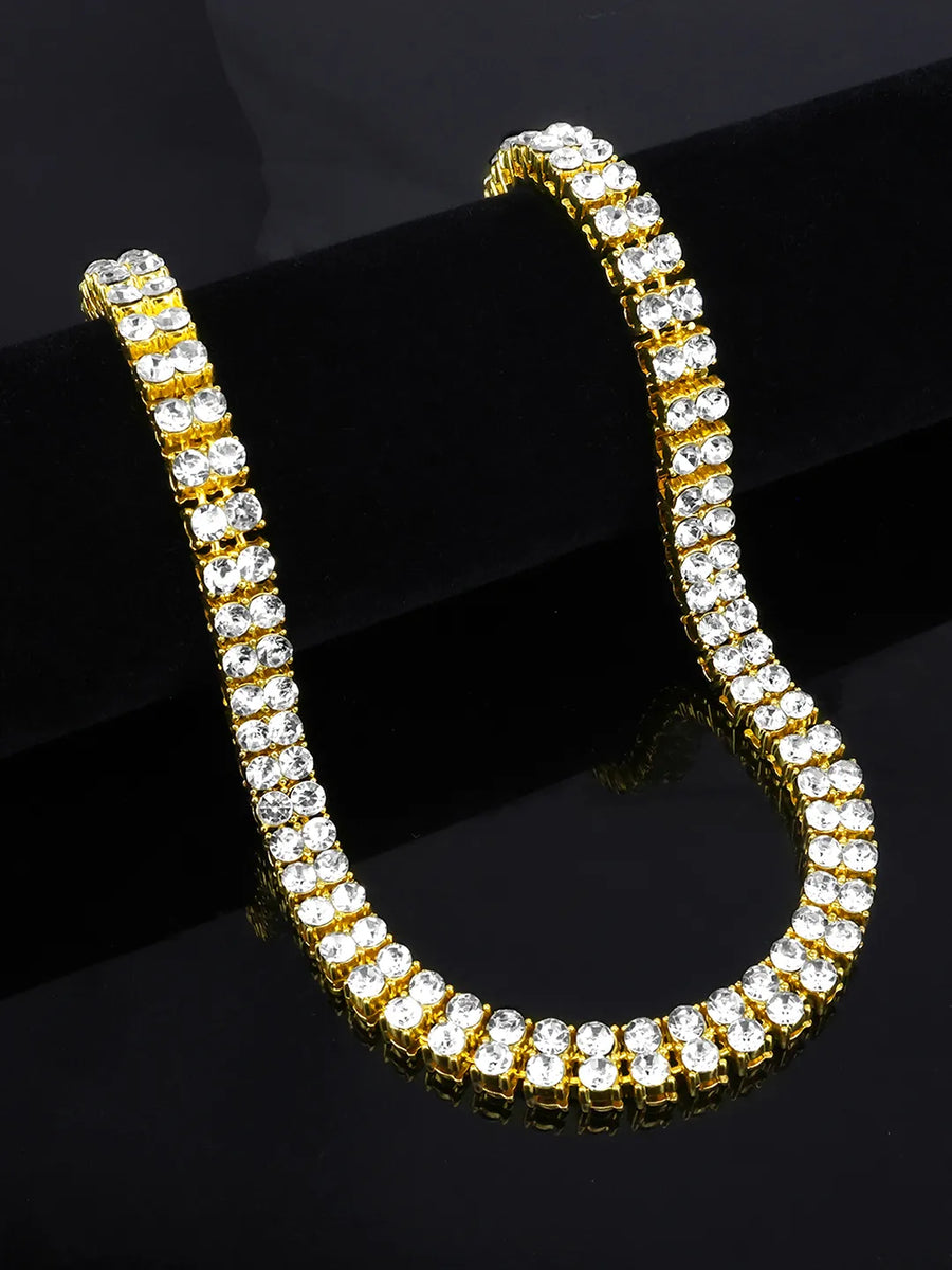 Shimmering Crystals Studded Necklace - Gold