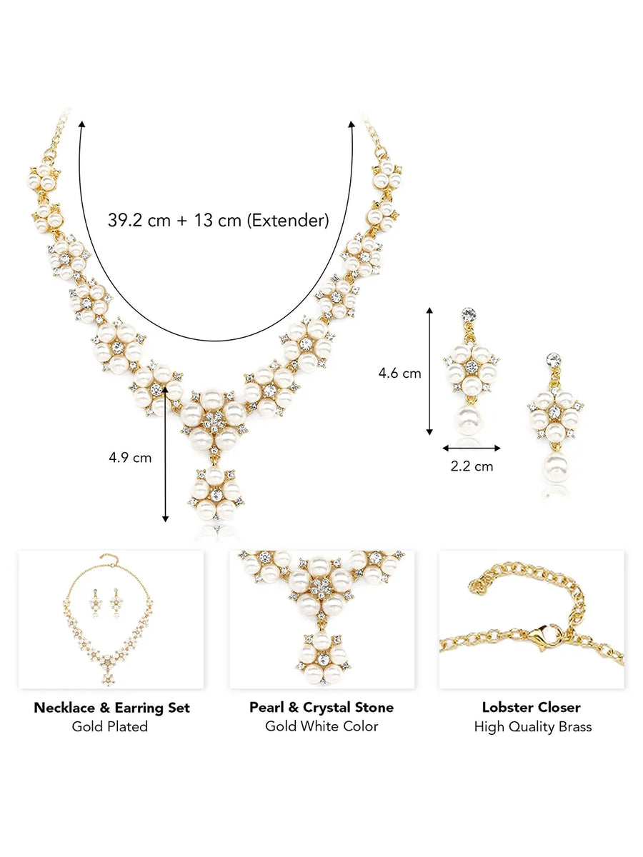 Charming Floral Pearl Necklace Set