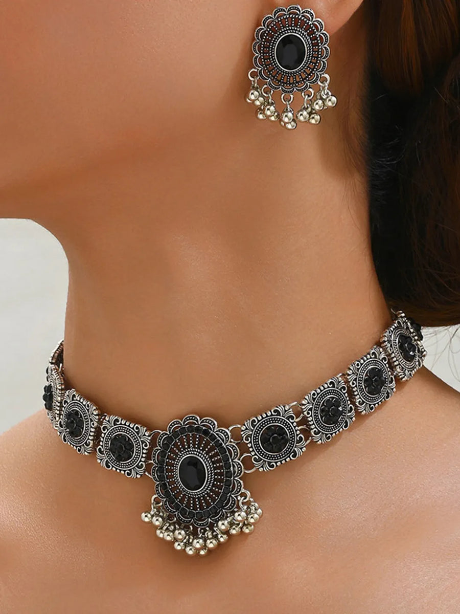 Antique Filigree Choker and Earring Set