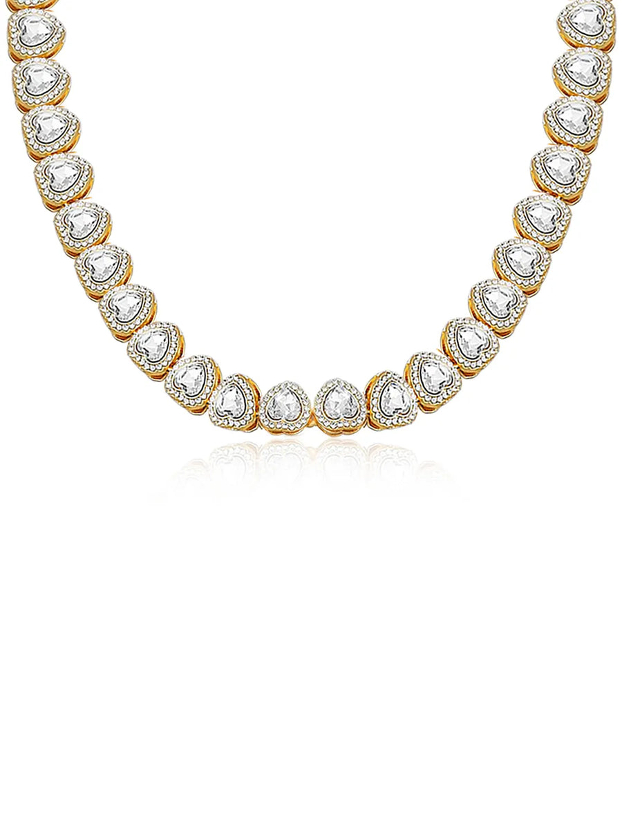 Radiant Heart Motif Crystal CZ Necklace