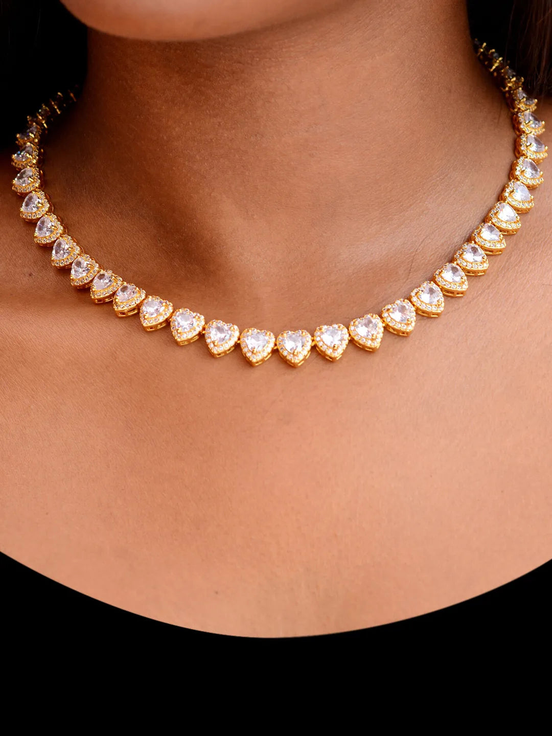 Radiant Heart Motif Crystal CZ Necklace