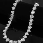 Radiant Heart Motif Crystal CZ Necklace - Silver -White