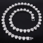 Radiant Heart Motif Crystal CZ Necklace - Silver -White