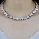 Radiant Heart Motif Crystal CZ Necklace - Silver -White