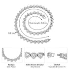Radiant Heart Motif Crystal CZ Necklace - Silver -White