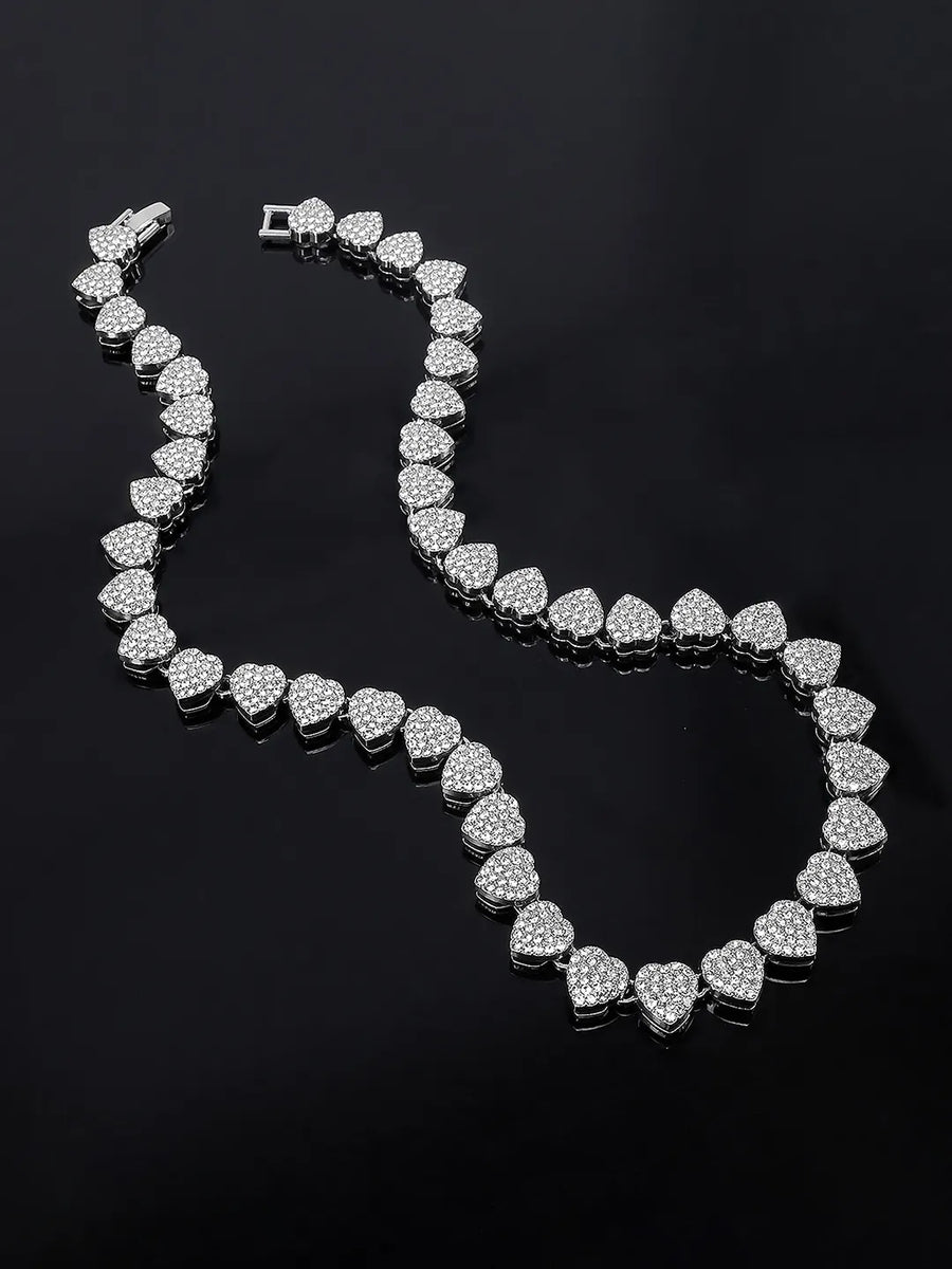 Chic Heart Pattern CZ Necklace
