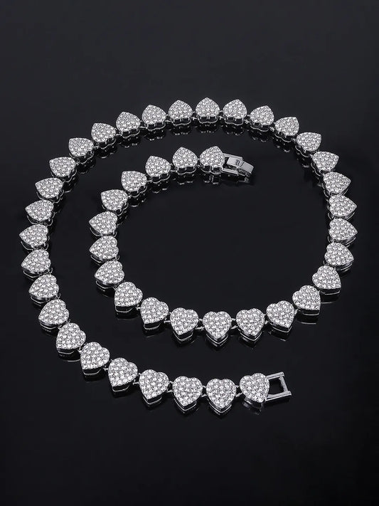 Chic Heart Pattern CZ Necklace