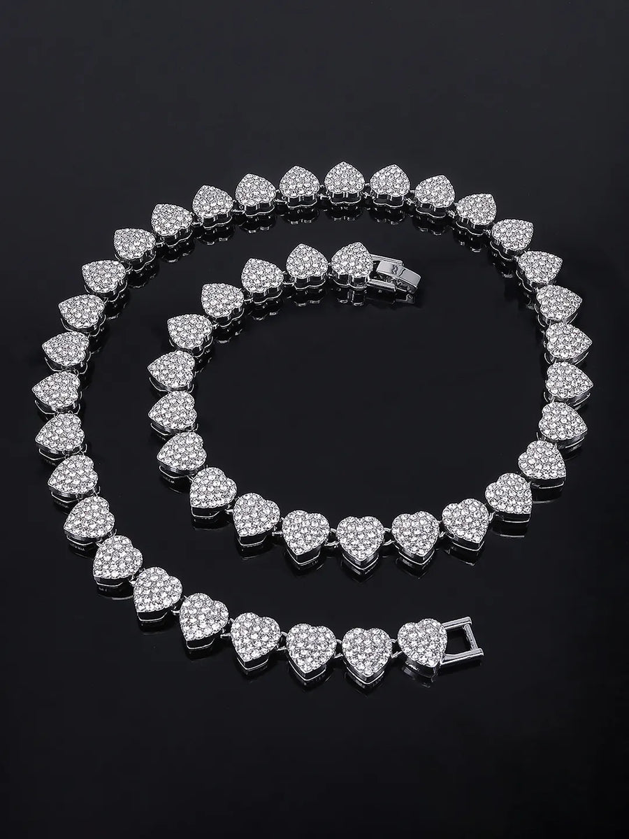 Chic Heart Pattern CZ Necklace
