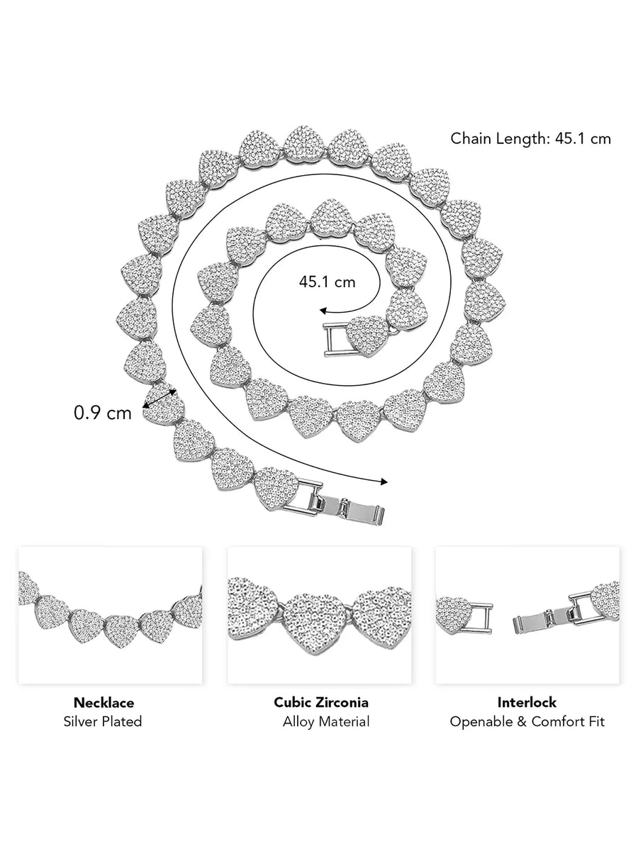 Chic Heart Pattern CZ Necklace