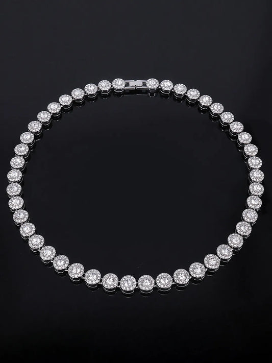 Royal Flash Statement Neck Chain - Silver - White