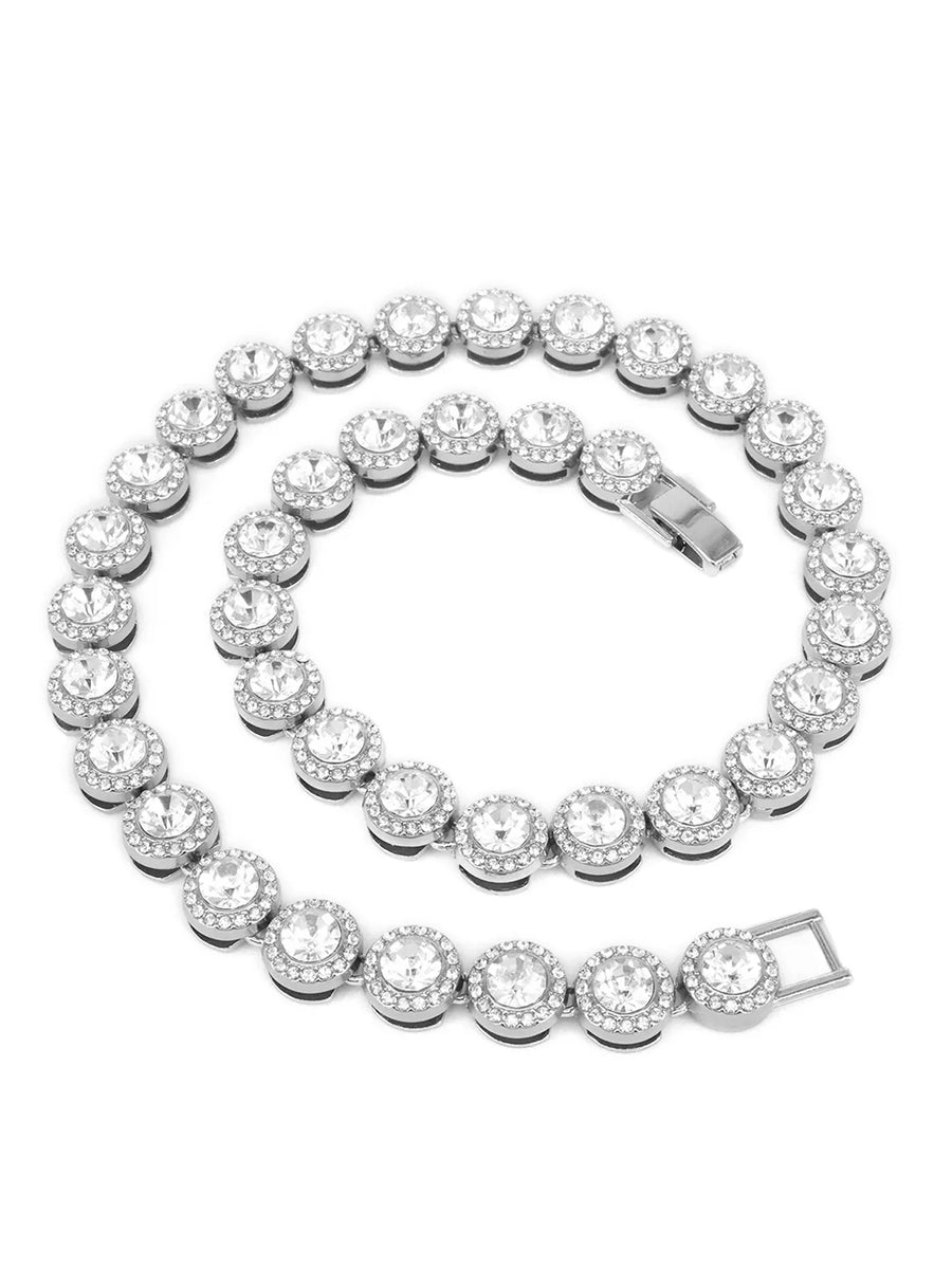 Royal Flash Statement Neck Chain - Silver - White