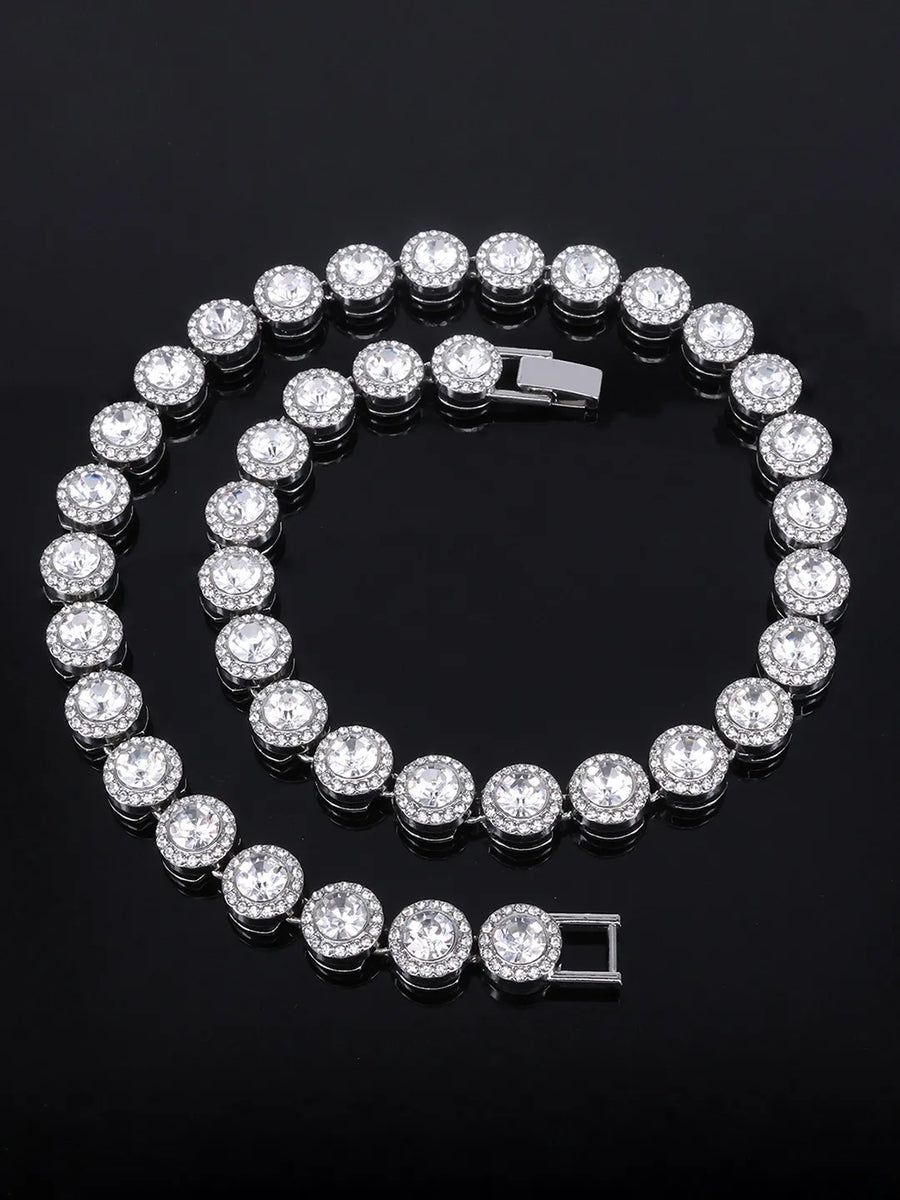 Royal Flash Statement Neck Chain - Silver - White