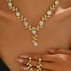 Stylish Floral Statement CZ Necklace Set