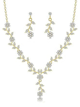 Stylish Floral Statement CZ Necklace Set