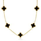 Graceful Clover Charm Necklace - Black