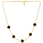 Graceful Clover Charm Necklace - Black