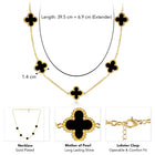 Graceful Clover Charm Necklace - Black