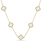 Graceful Clover Charm Necklace - Gold-White